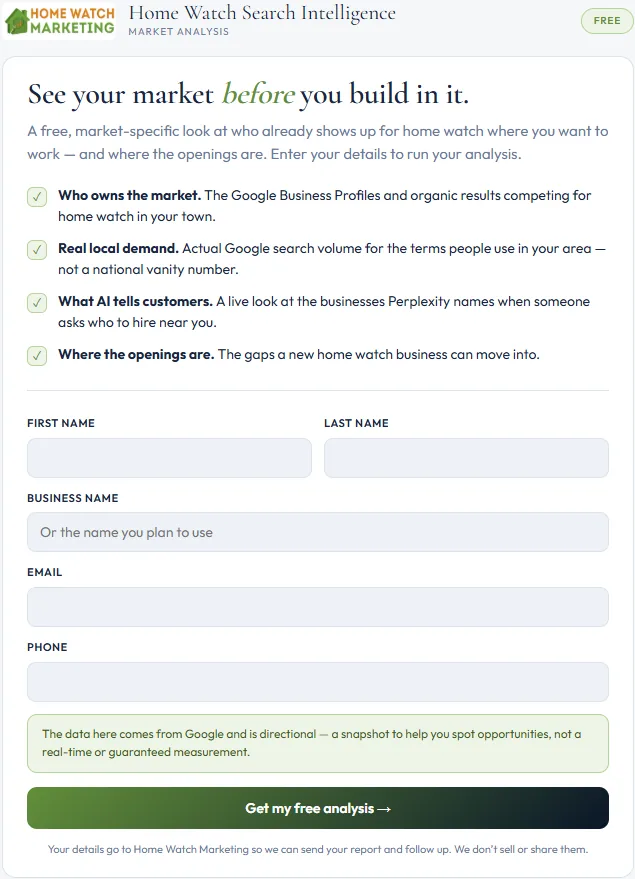 Free home watch market analysis tool