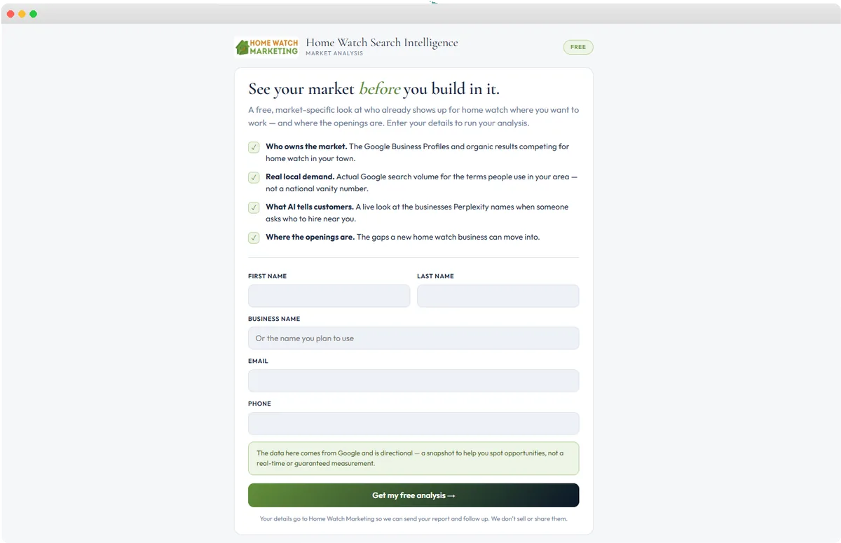 Home Watch Search Intelligence competitive market analysis tool