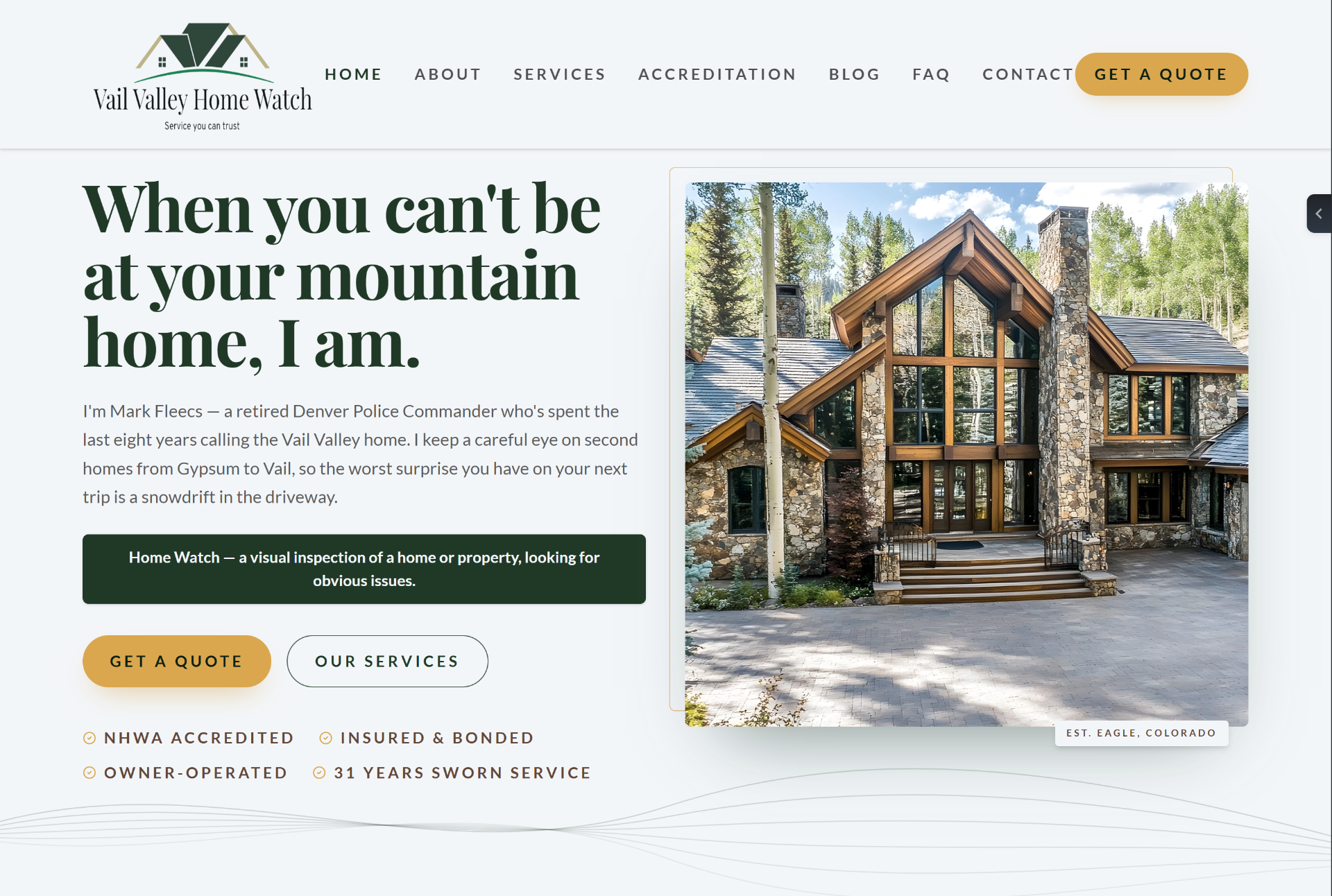 Example custom Home Watch website built by Home Watch Marketing