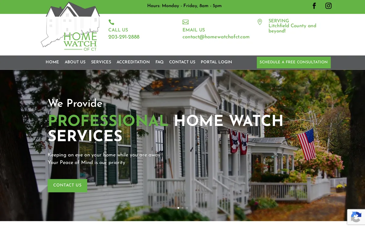 Home Watch of Connecticut website designed by Home Watch Marketing