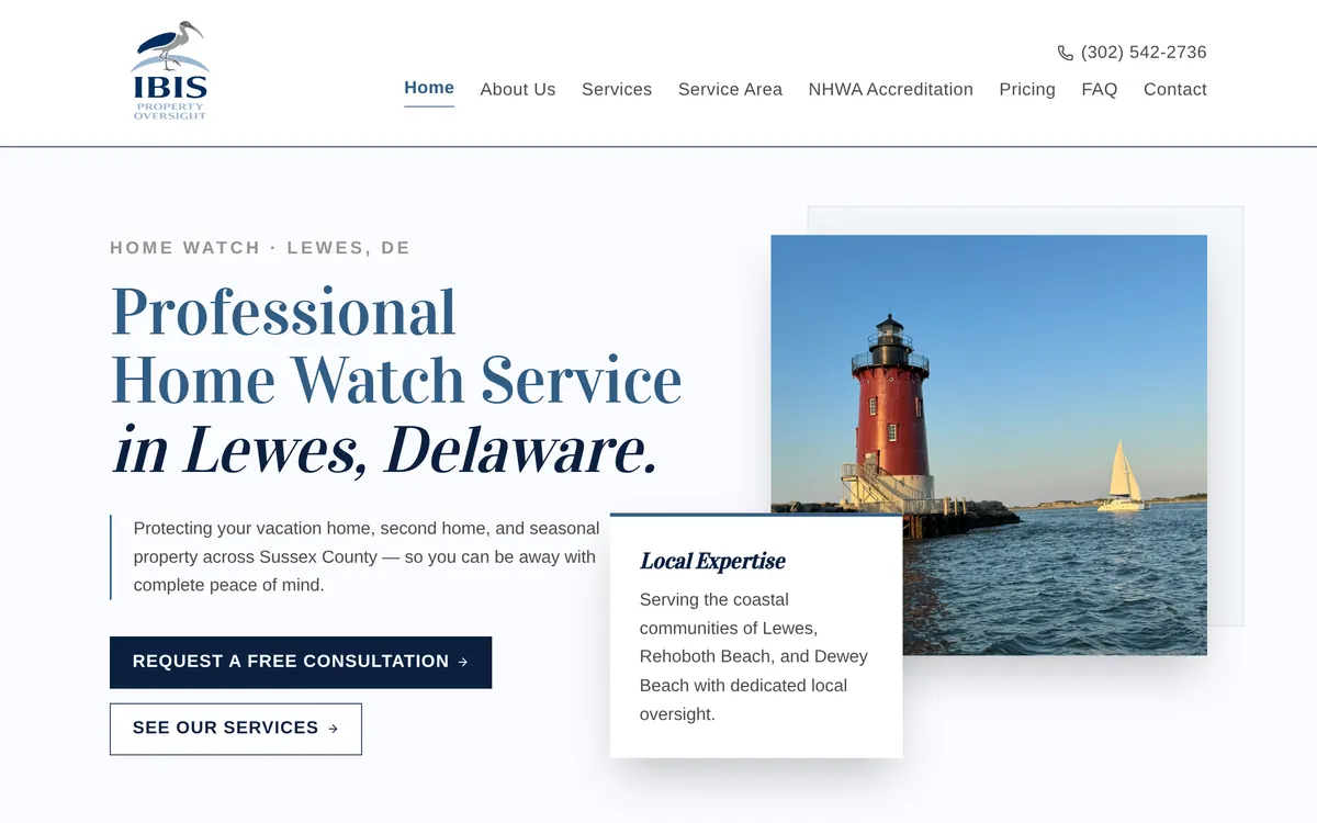 Ibis Property Oversight website designed by Home Watch Marketing